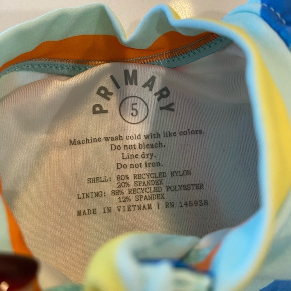 Primary Long Sleeve Rash Guard One Piece Swimsuit - Picture 2 of 3